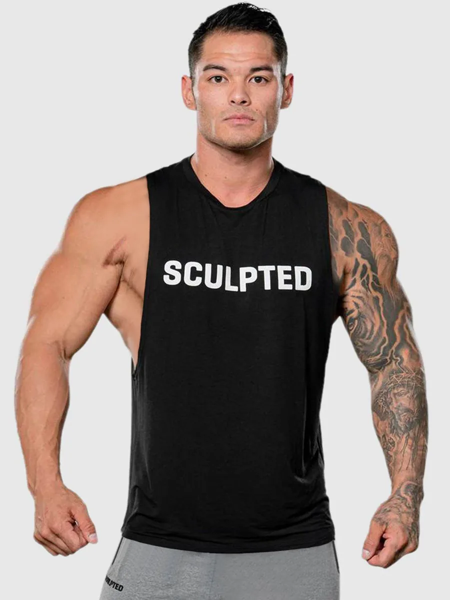 

Black Cotton Bodybuilding Tank Tops Men Gym Fitness Sleeveless Shirt Stringer Singlet Male Summer Casual Vest Training Clothing