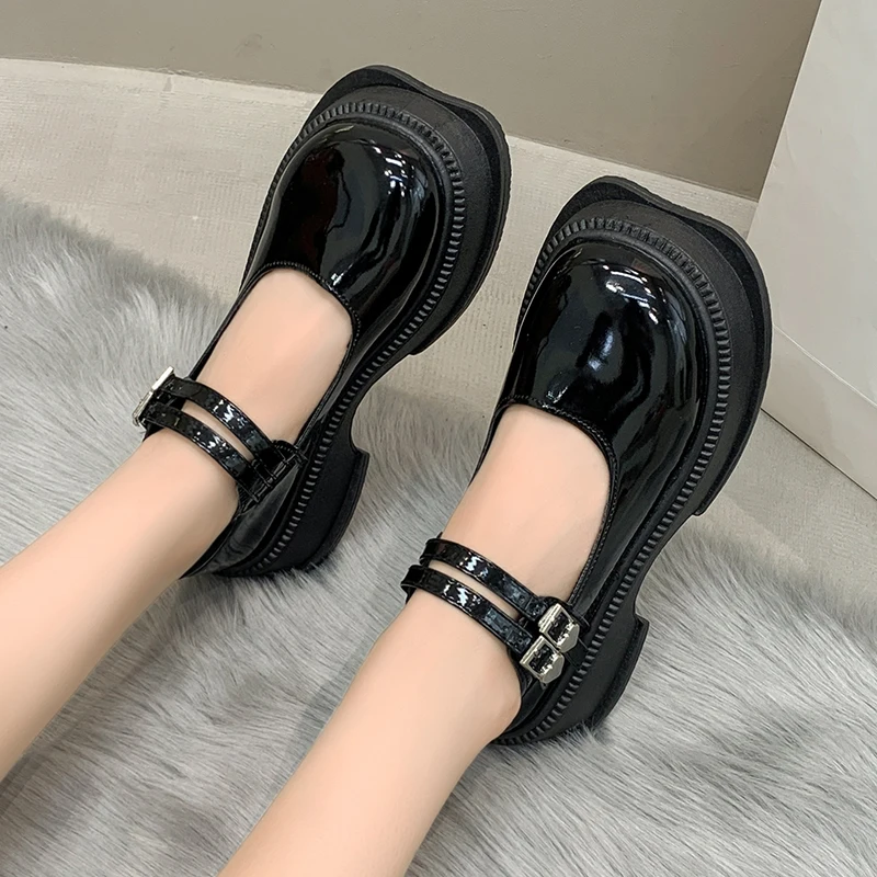 Women's Shoes Platform Autumn Oxfords Female Footwear Clogs Fall Retro Leather Dress Summer Fabric Mary Janes Basic Rome Rubber