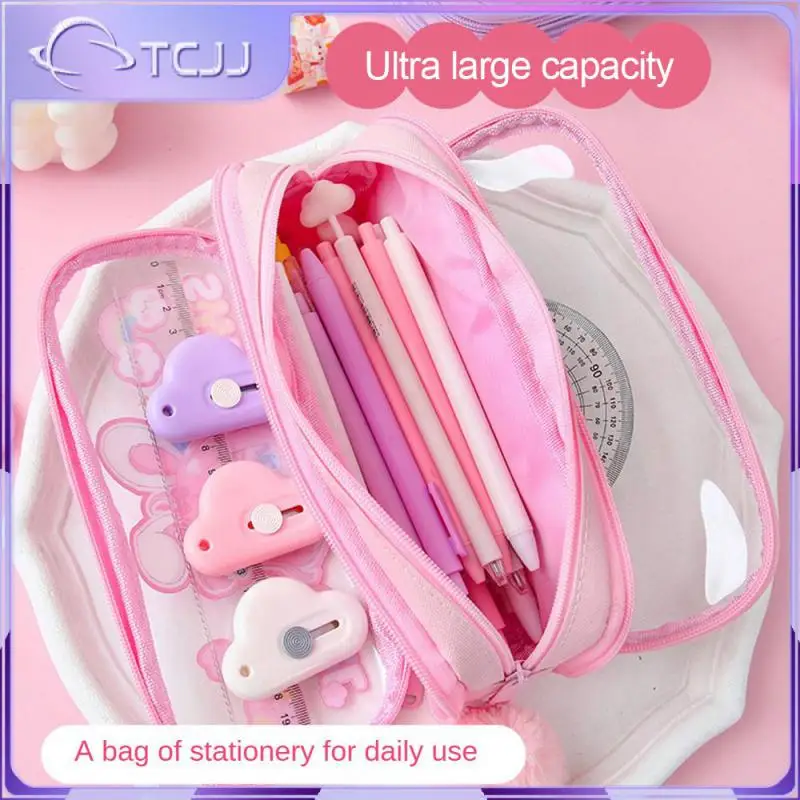 

Пенал большой емкости для девочек, милый прозрачный чехол для карандашей и ручек, школьные принадлежности