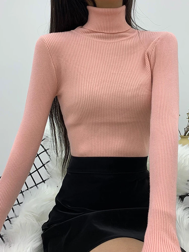 Водолазка JMPRS Женская с длинным рукавом базовый вязаный джемпер эластичный