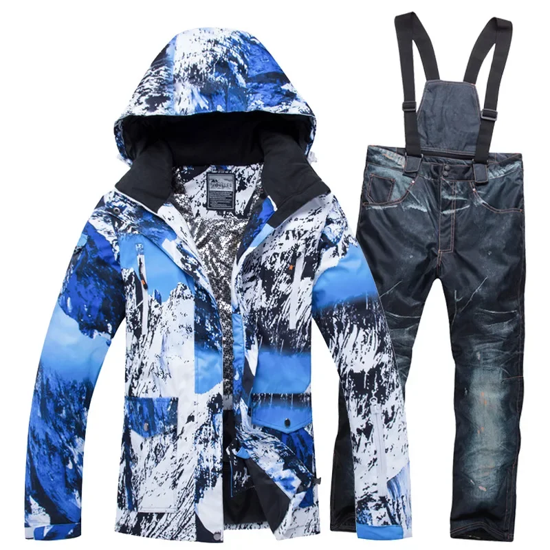 Новый лыжный костюм для мужчин и женщин водонепроницаемая теплая дышащая лыжная