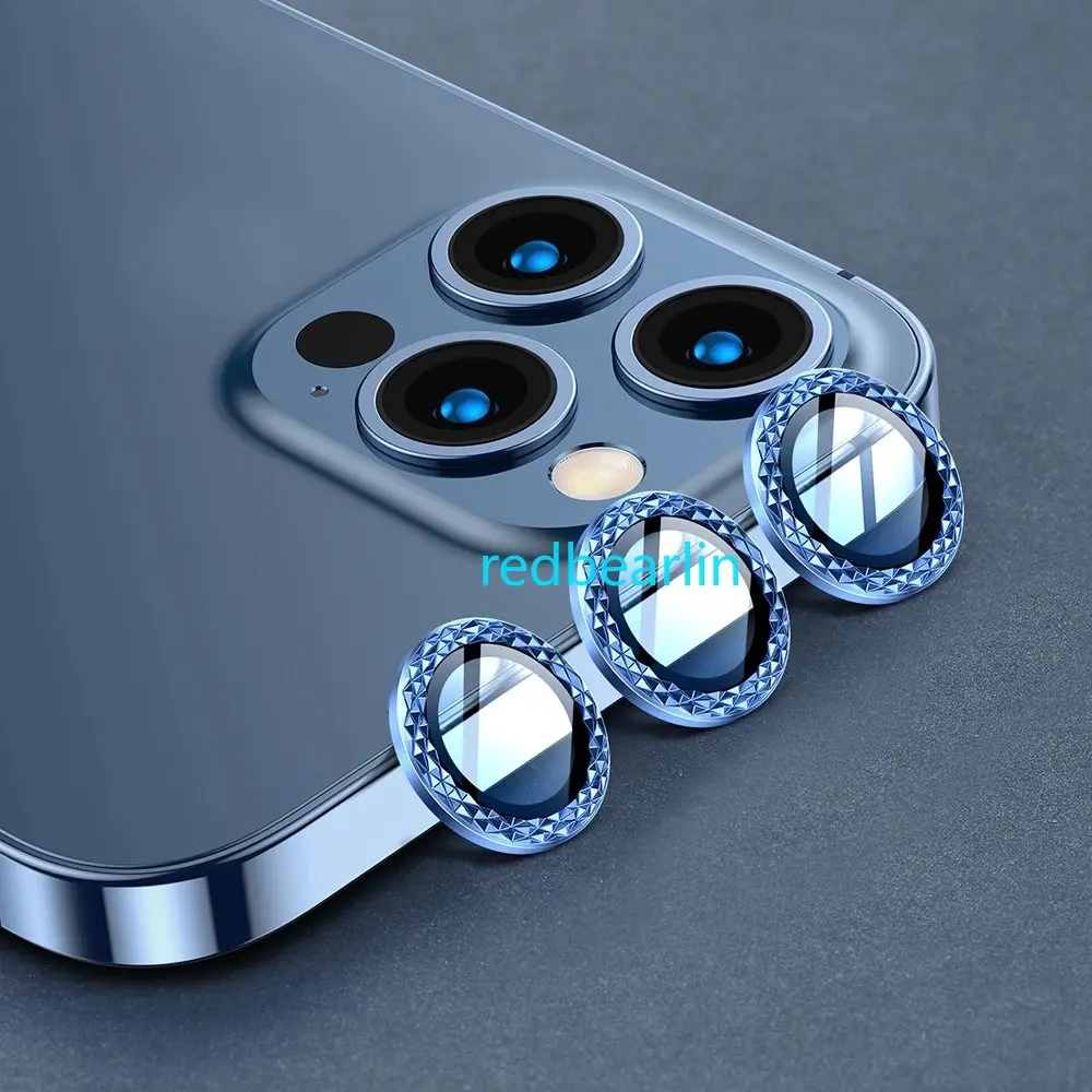 100pcs Diamond Camera Lens Protector For iPhone 14 13 12 11 Pro Max Mini Camera Metal Ring Glass For iPhone 14 Protective Cap