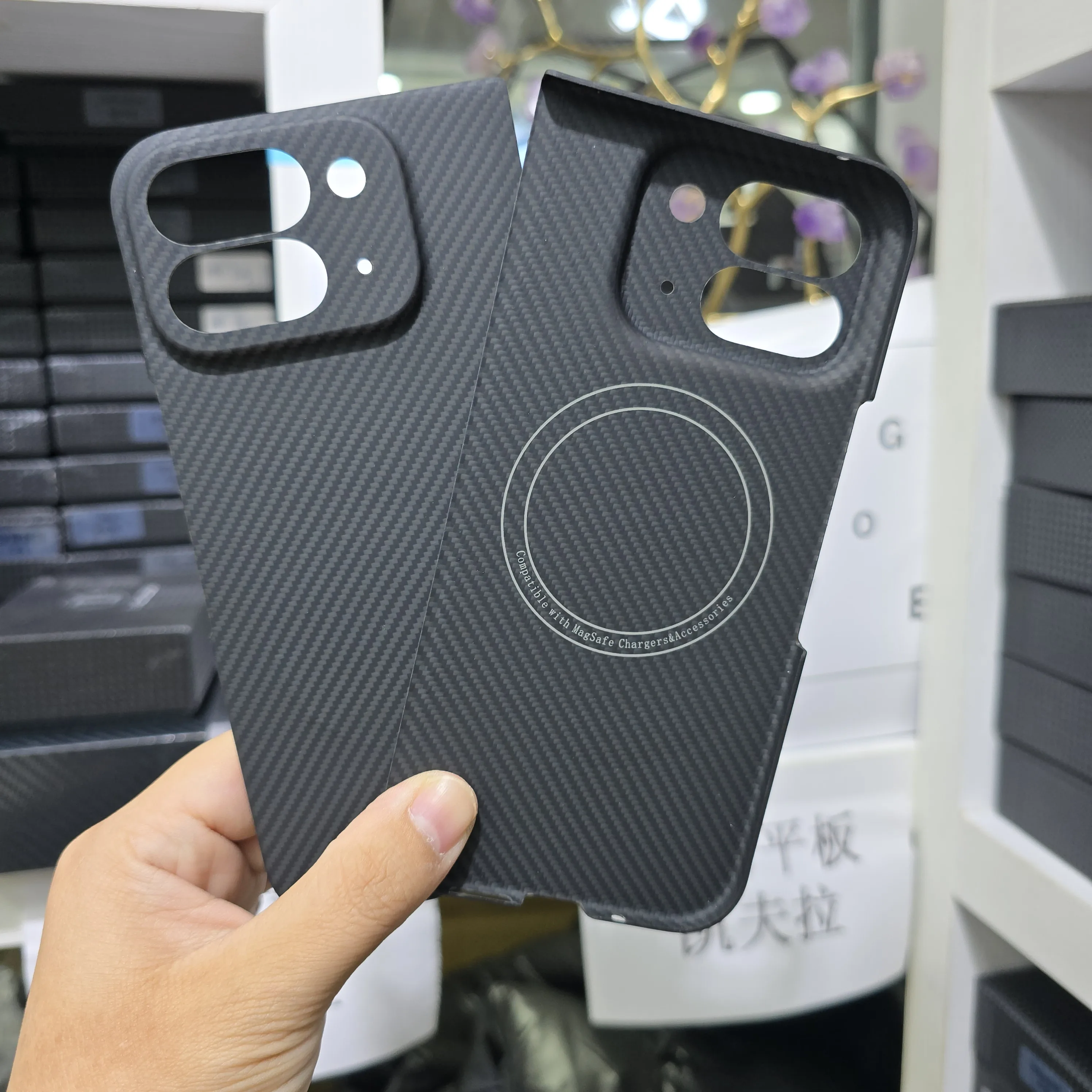 Роскошный 600D Magsafe магнитный беспроводной зарядный чехол из углеродного волокна