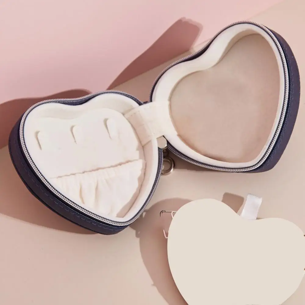 

Portable Jewelry Organizer Storage Heart Shape Design Faux Leather Display Case