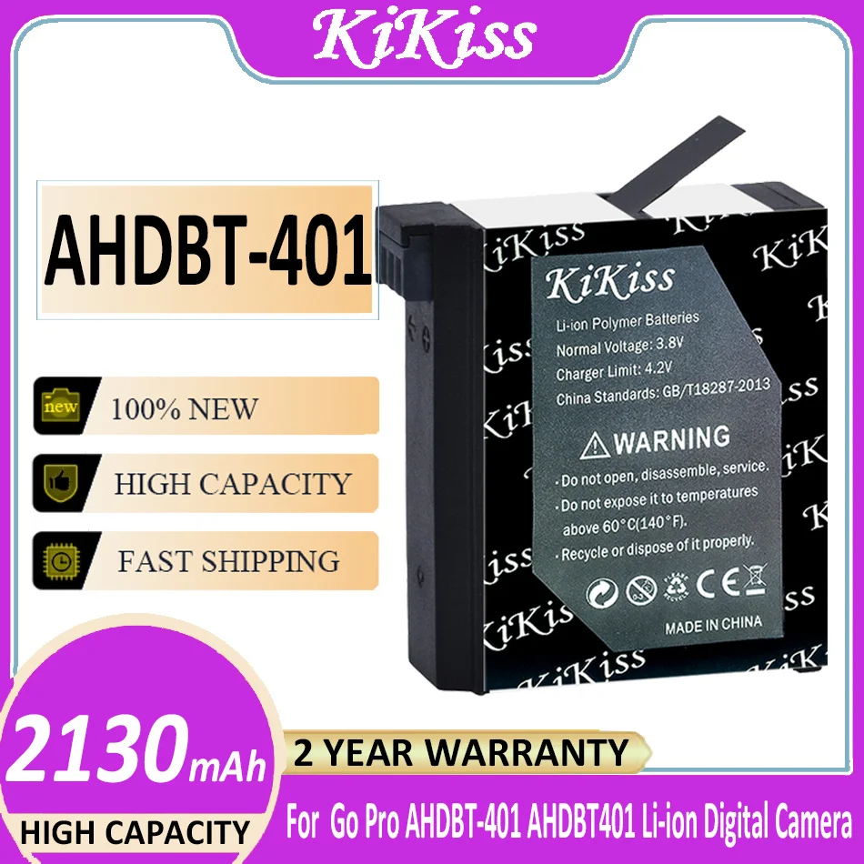 

Original KiKiss Battery 2130mAh For GoPro 4 HD Hero 4 Hero4 For GoPro4 for Go Pro AHDBT-401 AHDBT401 Li-ion Digital Camera