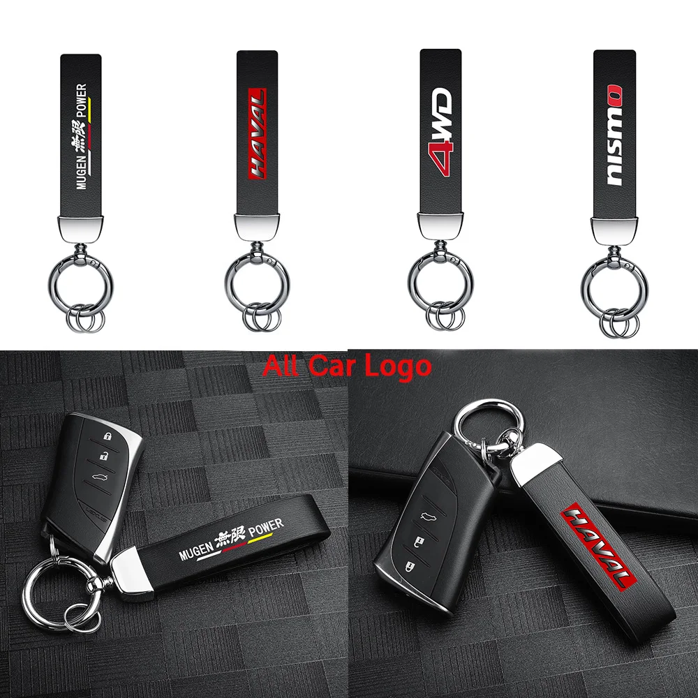 

Luxury Metal Leather Car Logo Keychain Rings Key Chain Keyring Accessories For Peugeot 308 307 206 208 207 3008 508 407 2008 etc