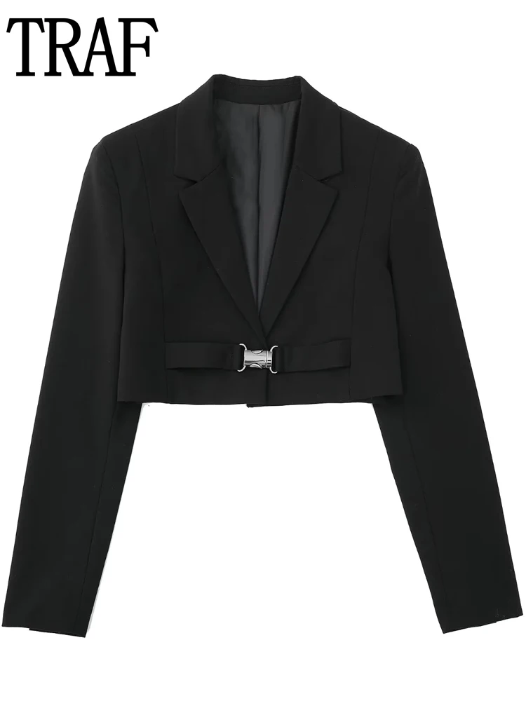 

Женский укороченный блейзер с длинным рукавом, с поясом и пряжкой