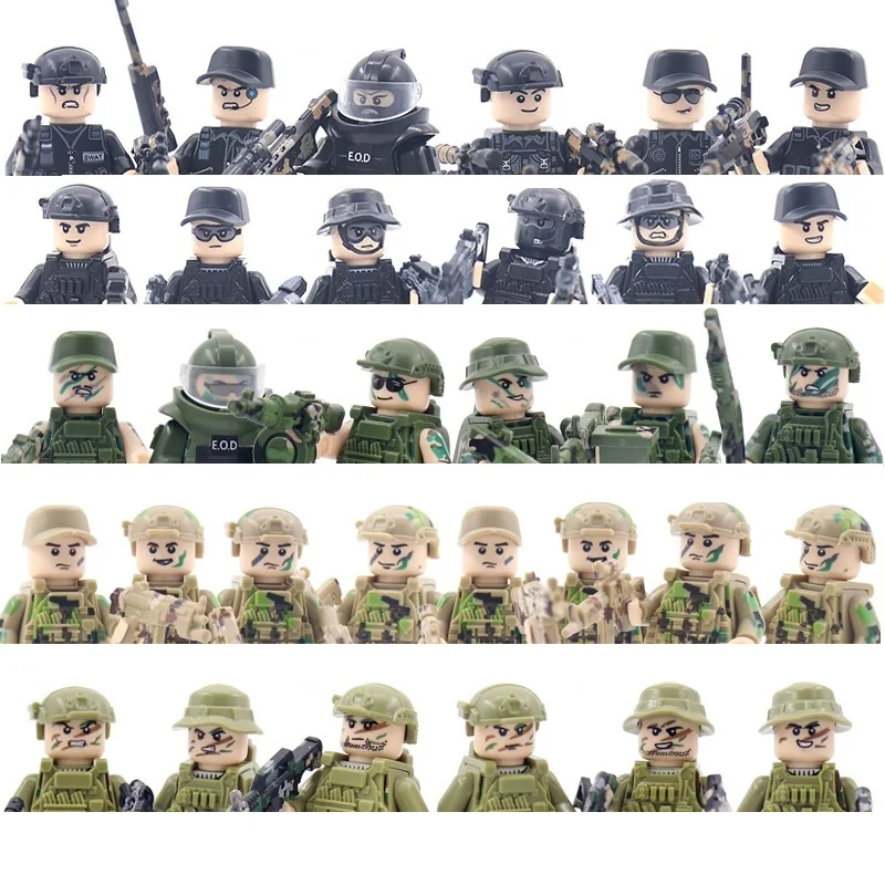 

Городская полиция камуфляж спецназ призрак спецназ военное оружие жилет строительные блоки армия солдаты фигурки Кирпичи Детские игрушки