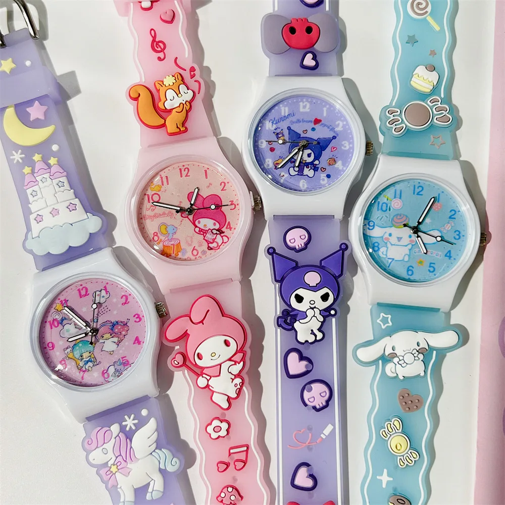 

Sanrio Kawaii Cinnamoroll Hello Kitty Kuromi Luminous Children's Quartz Casual Fashion Watch Student Watch Children's Watch Toy
