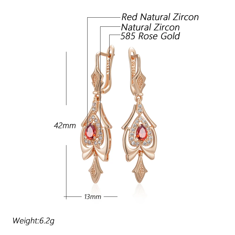 Kinel Hot 585 цвет розового золота тонкие серьги-капли для женщин кристалл цветок