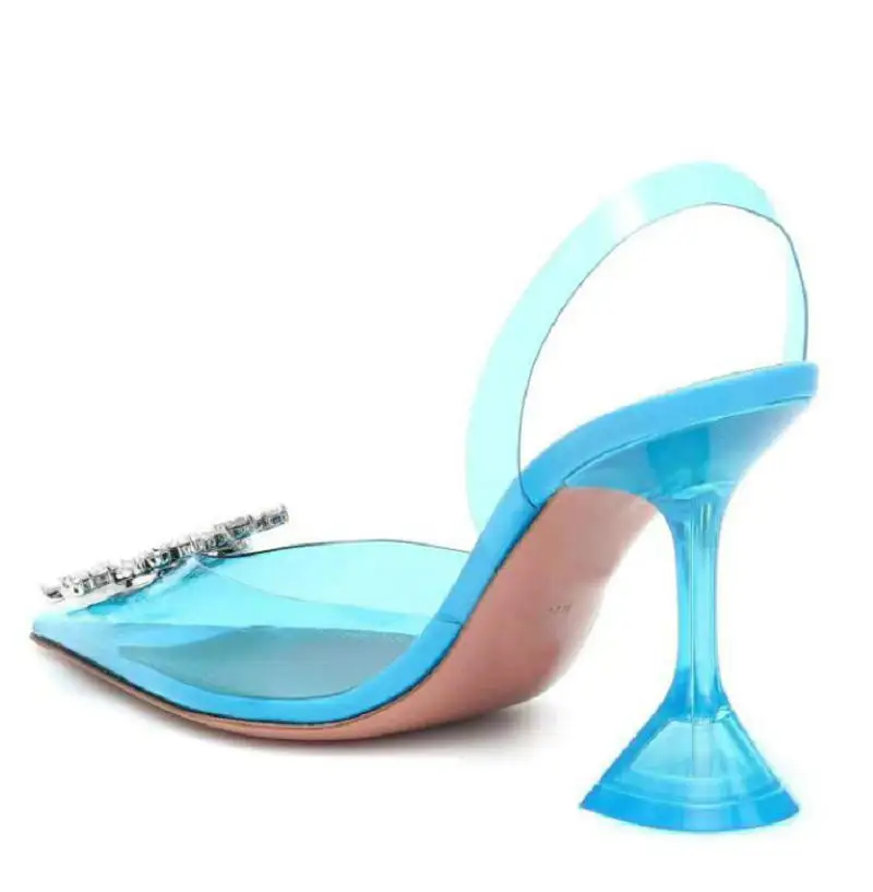

Women Sandalias Pointed toe transparent shoes AMINA MUADDI new rhinestone sun buckle sexy Baotou high-heeled lovely women's shoe
