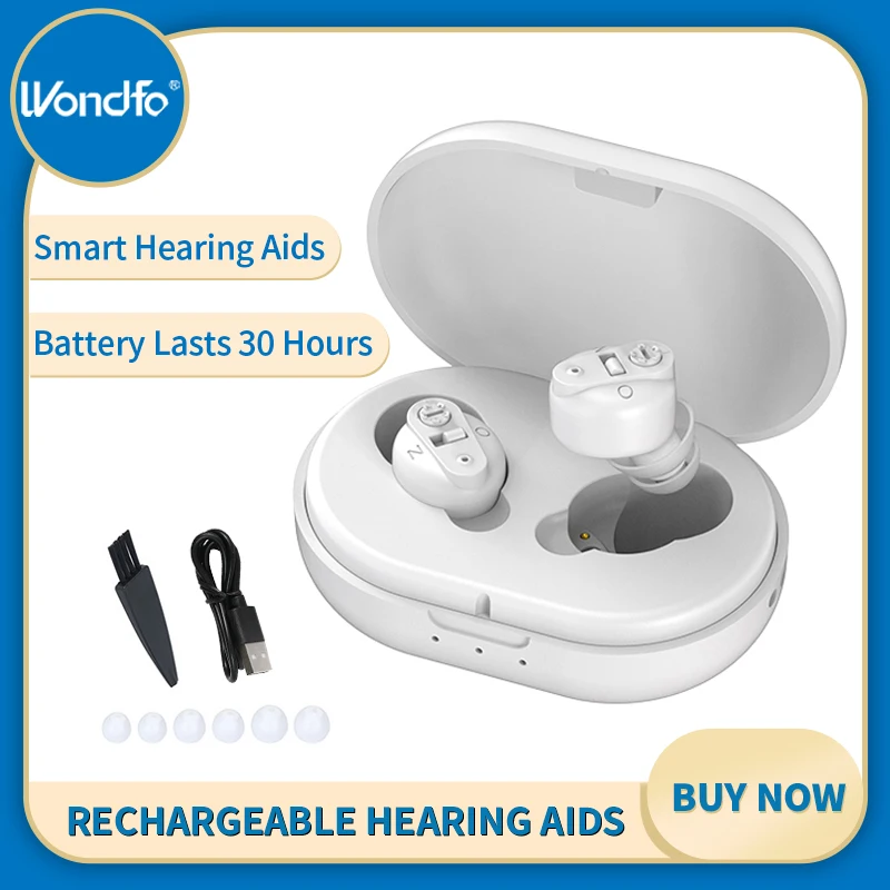 Wondfo Hearing Aids for Seniors, Rechargeable Hearing Amplifier with Noise Cancelling  Digital Ear Hearing Assist Devices