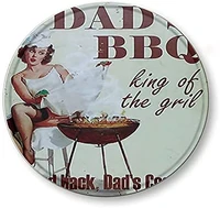 round metal tin sign dads bbq suitable for home and kitchen bar cafe garage vintage style home decor wall decor