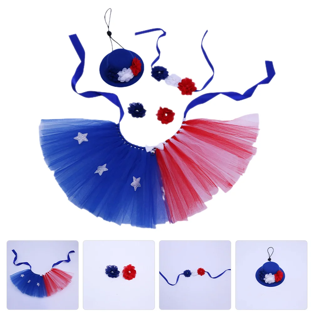 

Roleplay Costume Independence Day Tutu Skirt For Dogs National Pet Cats 13.5X5CM Mesh Costumes Small Fourth July Custom