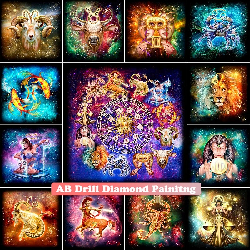 

12 Constellation 5D DIY AB Diamond Painting Fantasy Magic Zodiac Art Cross Stitch Rhinestones Mosaic Embroidery Home Decor