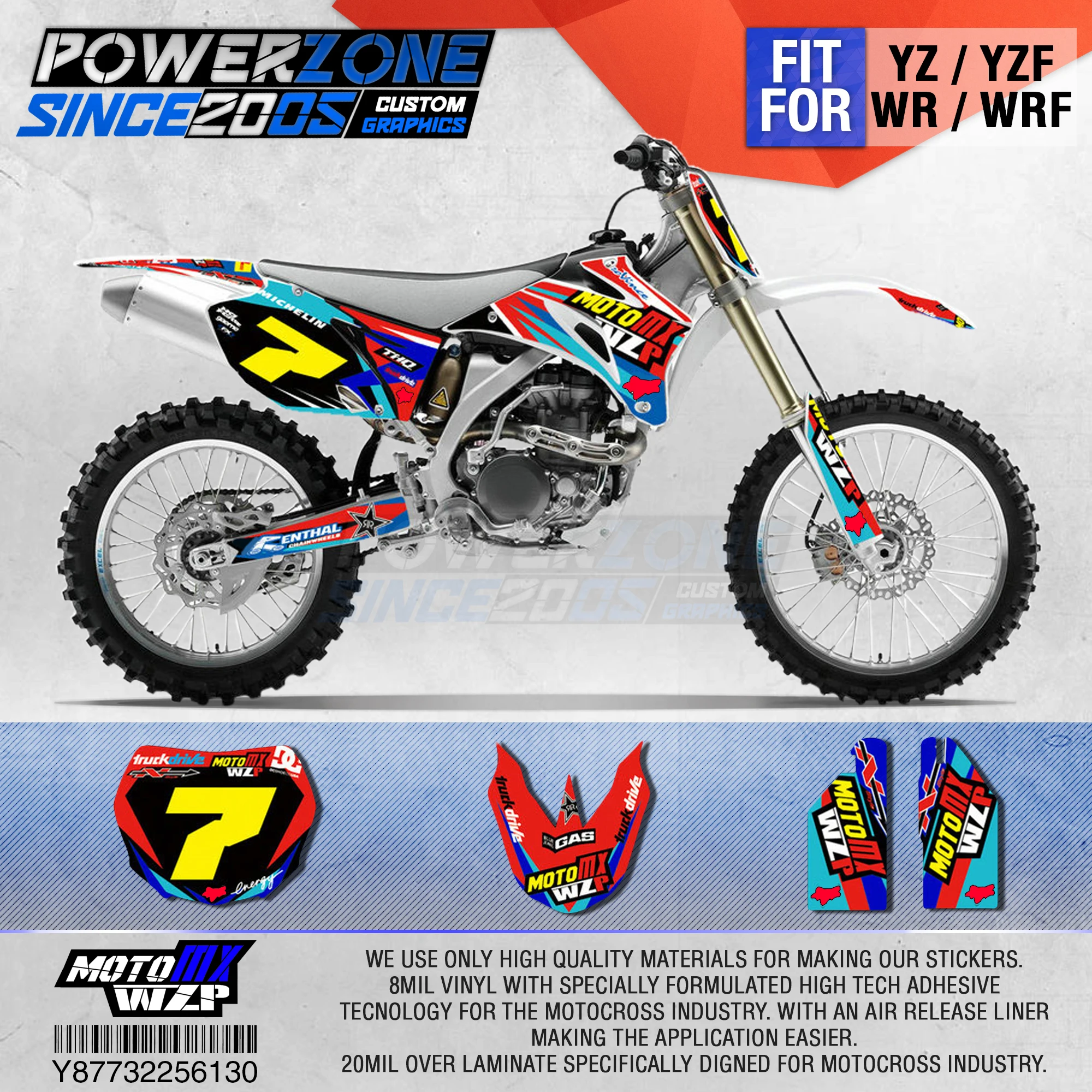 

PowerZone Customized Team Graphics Backgrounds Decals 3M Custom Stickers For YAMAHA YZF250 450 06-09 WR250F/450F 07-13 07-11 130