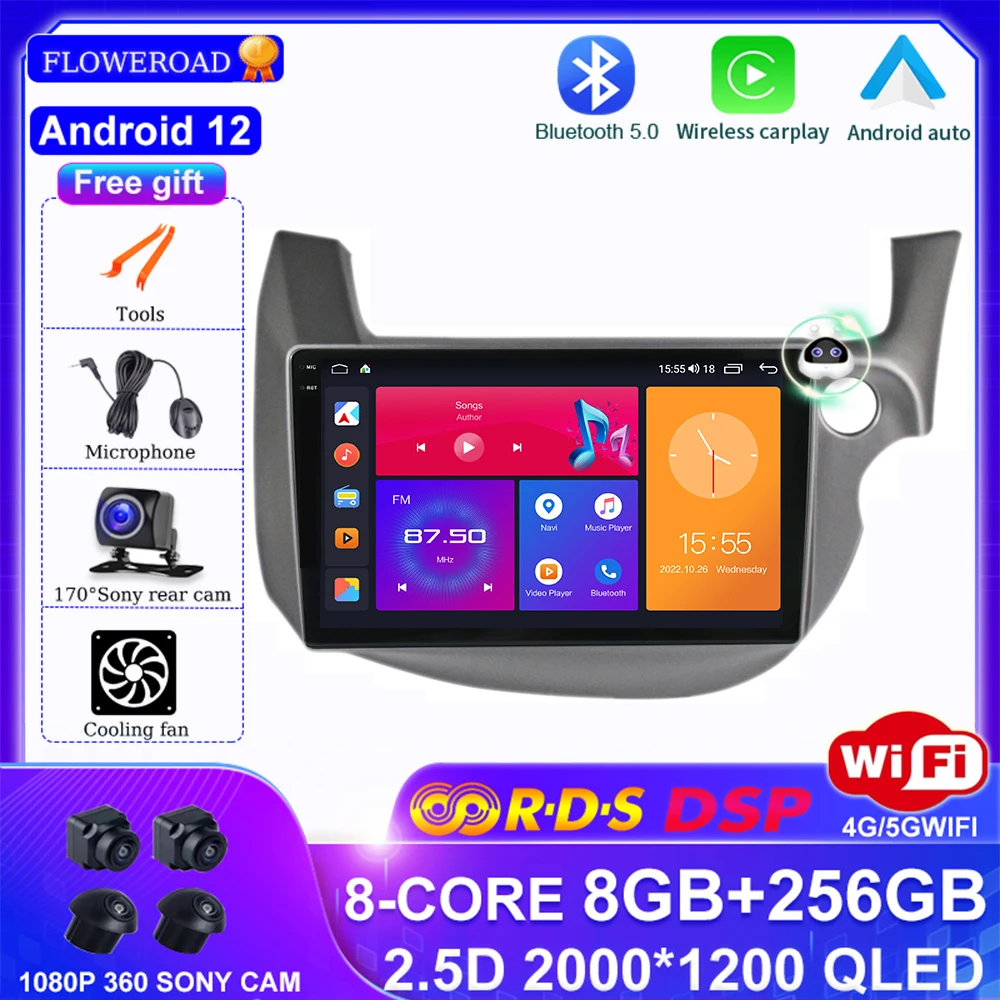 

DSP AI Voice Android 12 Car Radio for HONDA FIT JAZZ 2 2007 - 2014 Multimedia Player 2Din Carplay Stereo GPS 4G DVD Head Unit