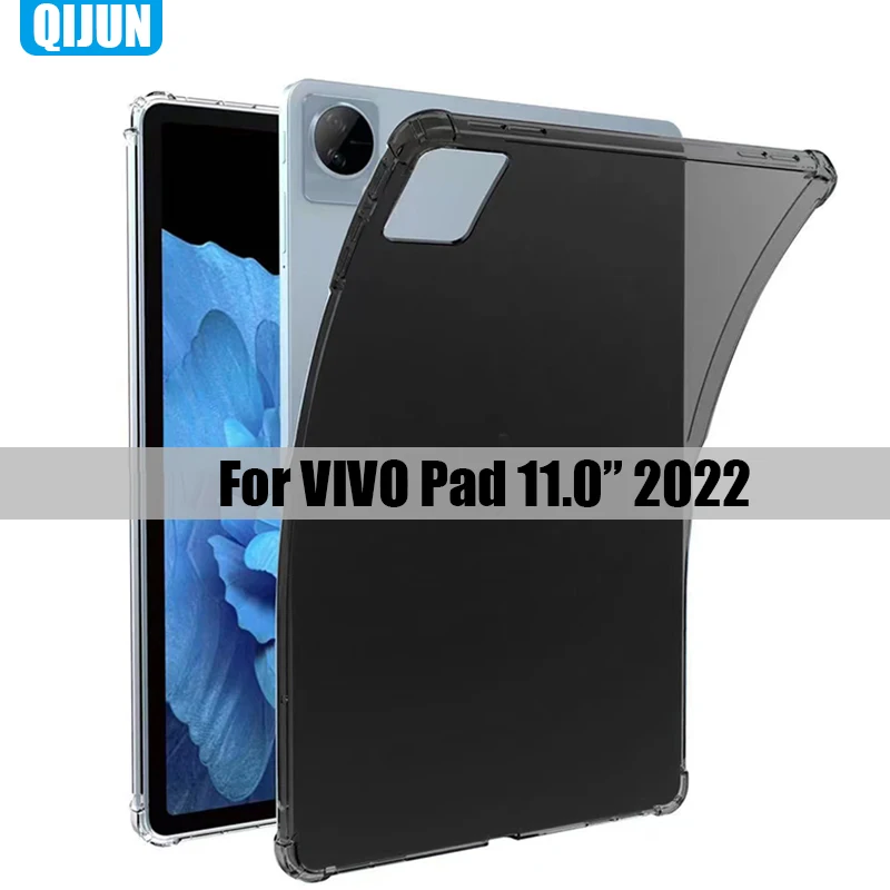 

Tablet Case For VIVO Pad 11.0" 2022 TPU Transparent Silicone soft Cover Airbag Protection fundas Drop resistance black through