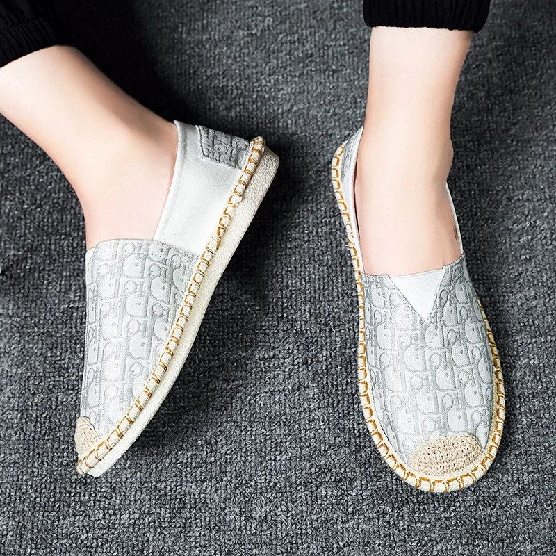 Breathable Linen Sports Casual Men's Shoes Comfortable Soft Outsole Summer Casual Flat Bottom Fisherman Driving Shoes Walking