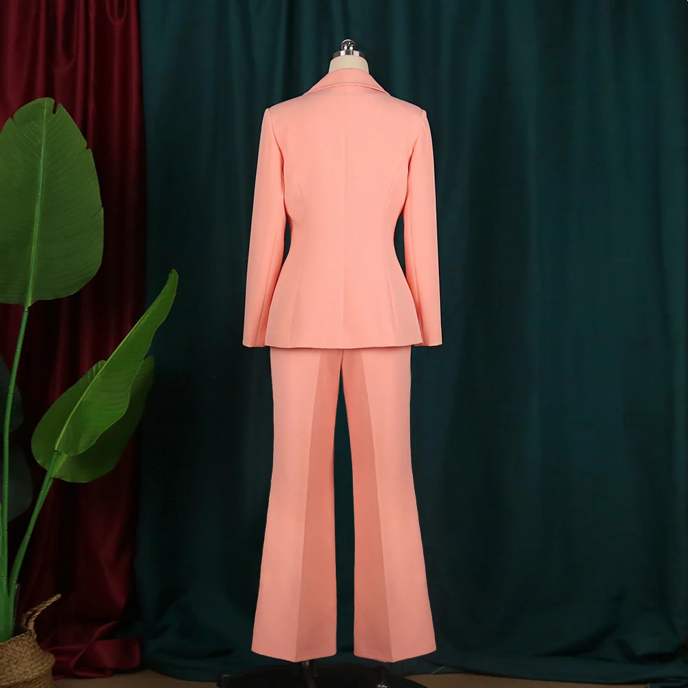 Women Elegant Blazer Sets Buttons White Wide Leg Pant Suits Fashion Professional Party Office Business Outfits Single Pack 2023