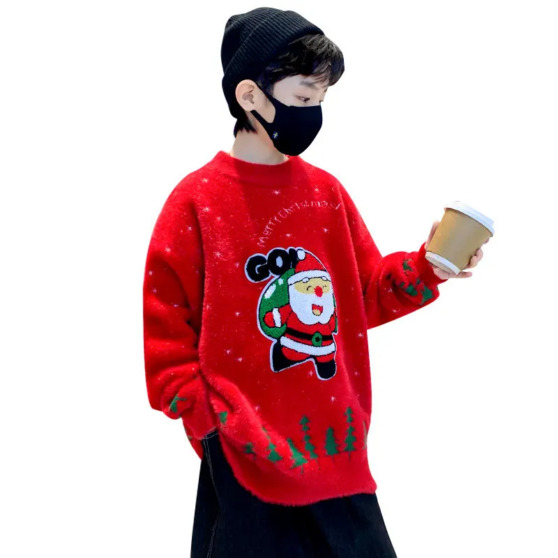 Купи Kids Clothes for Boys Sweater Cartoon Santa Claus Pattern Winter Soft Tops Children's Hot Sale Father Christmas O-Neck Costumes за 960 рублей в магазине AliExpress