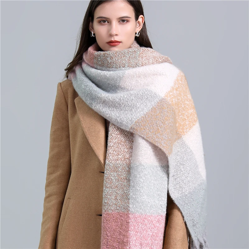 2022 брендовый кашемировый тёплый шарф-шаль, женское плотное зимнее одеяло с принтом, Женский хиджаб с круглым вырезом, женская одежда