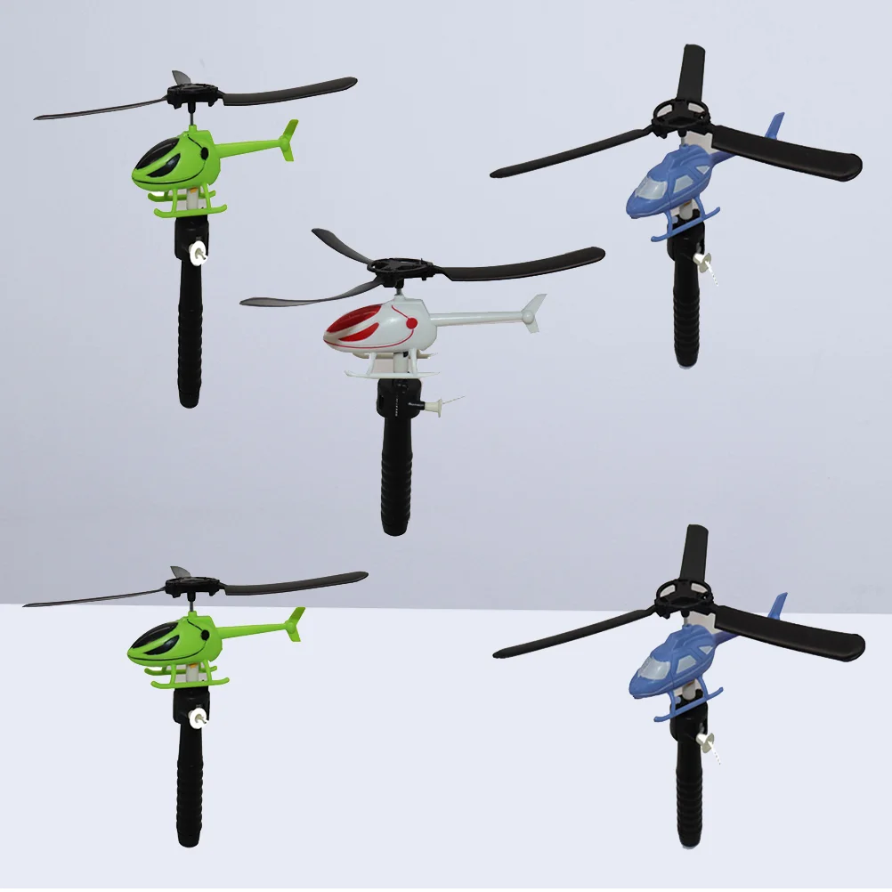 

Kid Cord Flying Helicopter Set: 5pcs Top Flyer Fun Fly Toys Skyrocopter for Children Indoors or Outdoors Mixed Color