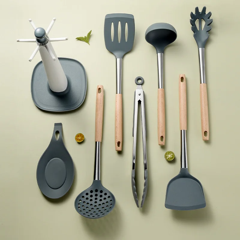 

Silicone Shovels Soup Spoon Colander Frying Shovel Oil Brush Scraper Non-stick Pan Special Kitchen Utensils Set Gadgets Tools
