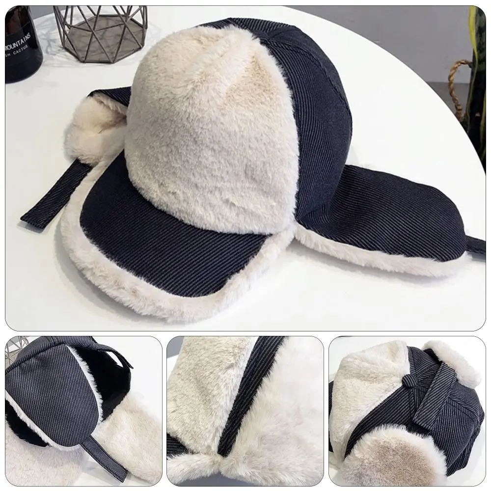

Autumn Winter Casual Warm Men Women Earflaps Baseball Cap Thicker Beanies Cap Bomber Hats