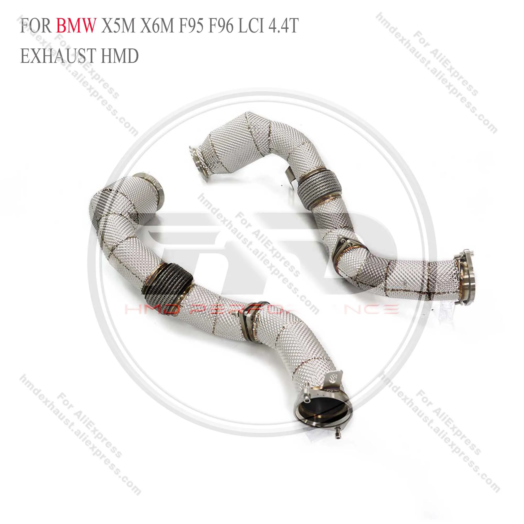 HMD Exhaust System High Flow Performance Downpipe for BMW X5M X6M F95 F96 LCI 4.4T 2024+ With Heat shield