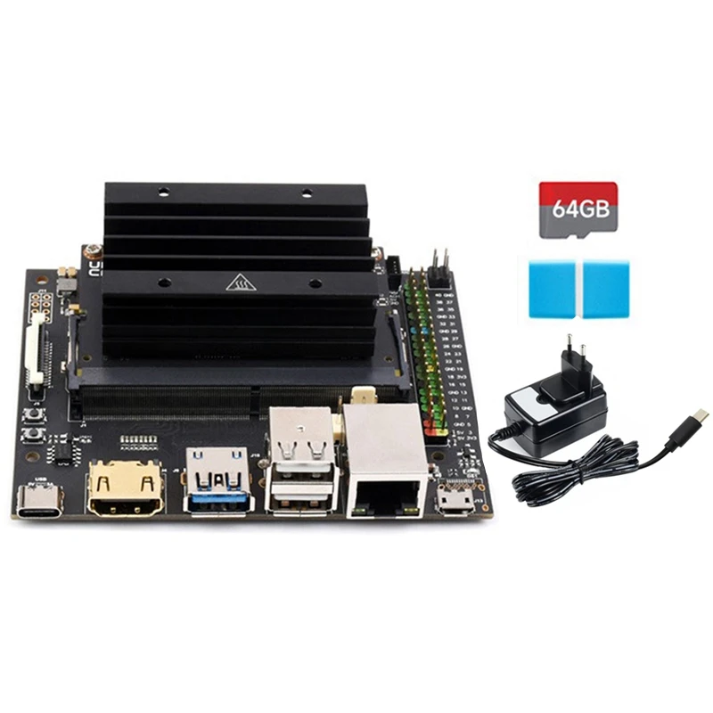 

Макетная плата для Jetson Nano 4 Гб + 16 Гб Lite DEV AI с модулем Jetsonnano + SD-карта 64 ГБ + кардридер + 5 В 3 А мощность