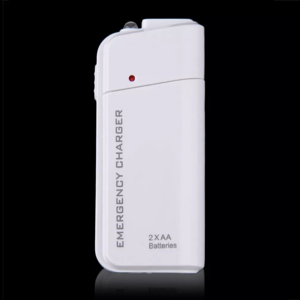 

Universal Portable USB Emergency 2 AA Battery Extender Charger Power Bank Supply Box For iPhone Mobile Phone MP3 MP4 White