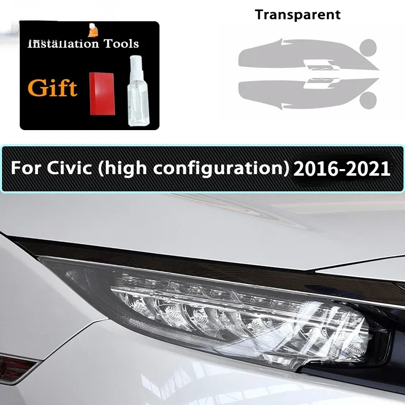 

2 шт., прозрачная защитная пленка из ТПУ для передних фар Honda Civic 10 поколения FC/FK 2016-2021