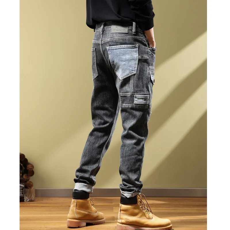 Men Clothing 2022 Autumn and Winter New Pattern Self-cultivation Elastic Force Black Grey Pencil Pants Recreational Jeans Female