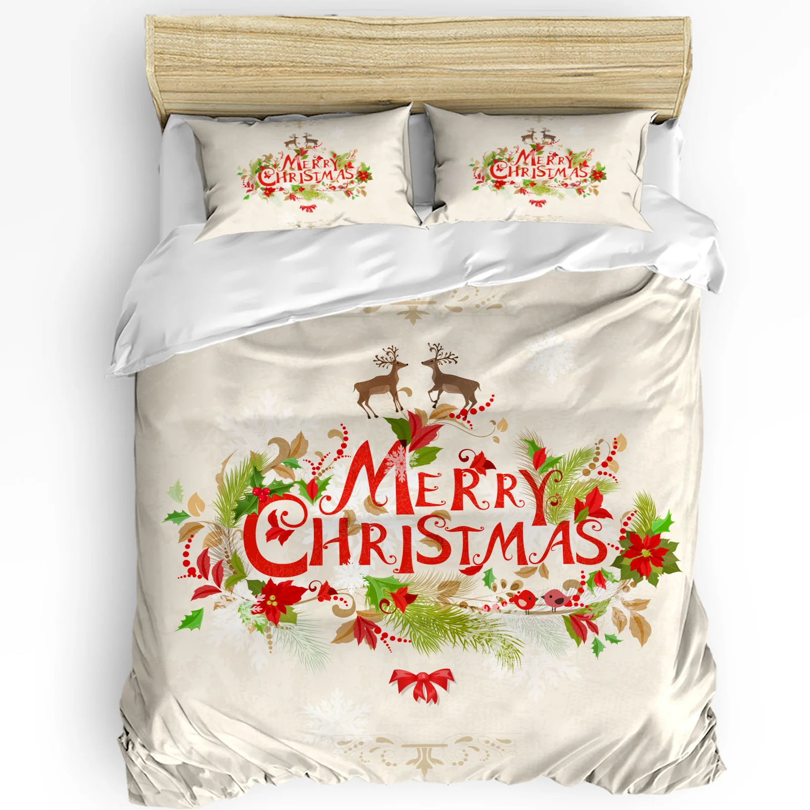 

Christmas Deer Duvet Cover Bed Bedding Set For Double Home Textile Quilt Cover Pillowcases Bedroom Bedding Set (No Sheet)