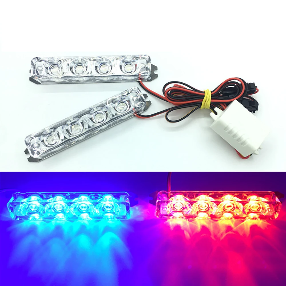 

2Pcs 4/5/6 LED DRL Ambulance Police Light 12V Strobe Warning Light Car Truck Light Flashing Firemen Led Emergency Strobe Lights