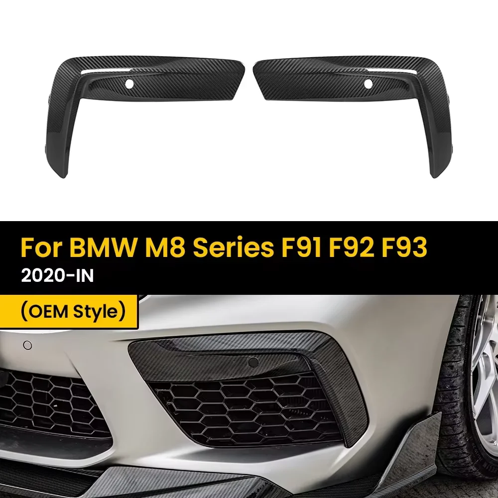 

Накладки на передний бампер из настоящего сухого карбона для BMW M8 серии F91 F92 F93, в стиле OEM, 2020 года и новее, 2 шт./компл.