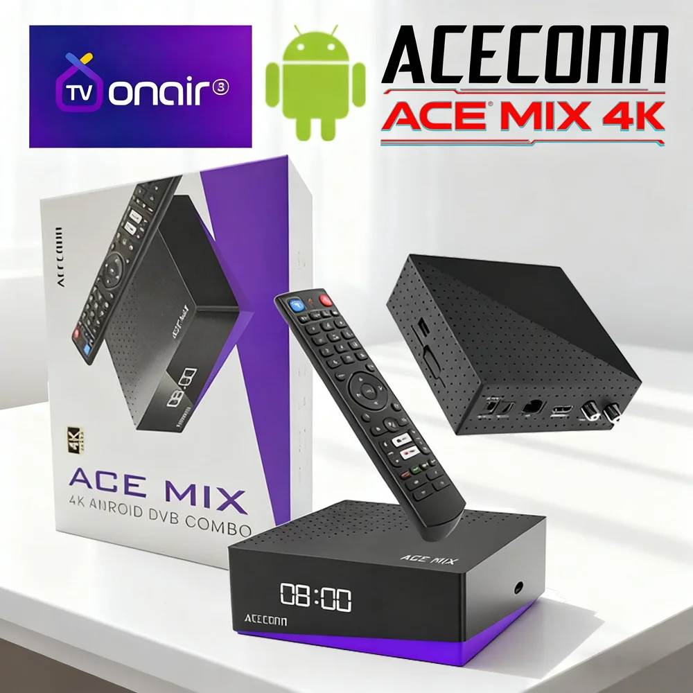 Фото ACECONN ACEMIX TV BOX Android DVB-S2/T2/C TVONAIR3 Легко добавить IPTV Abonment Box Спутниковый ресивер 2 ГБ 32 ГБ Телеприставка №1