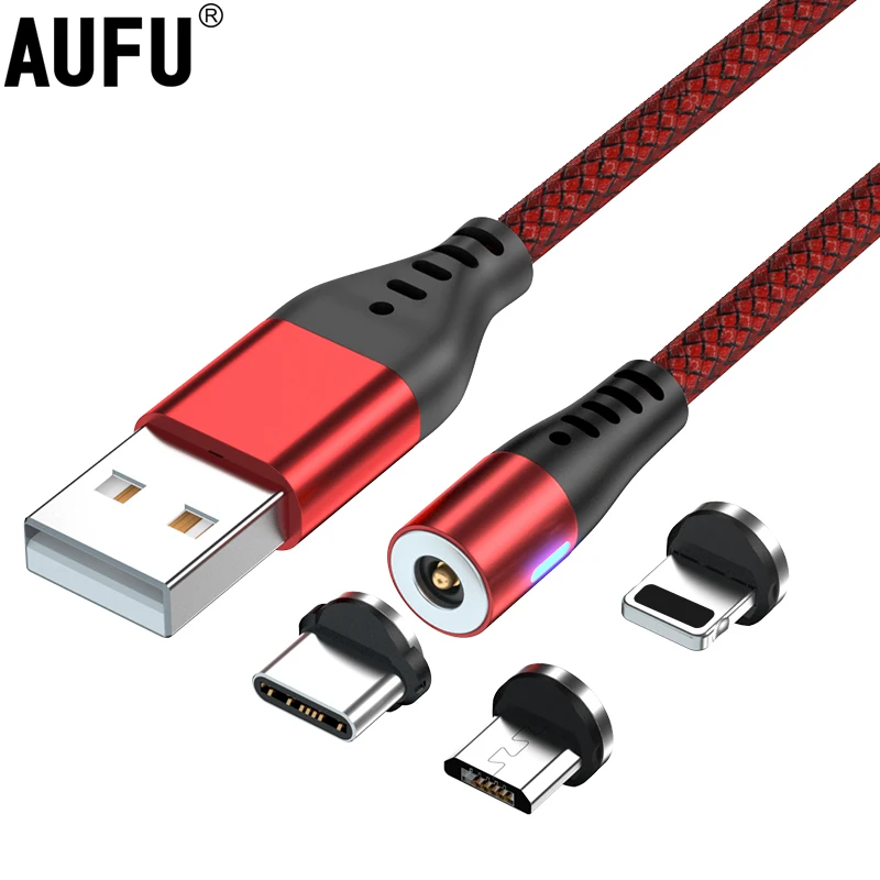 AUFU LED Magnetic USB Charging Cable USB Type C Phone Cable Magnet Phone Charger Micro USB For iPhone 11 12 Pro Max For Xiaomi