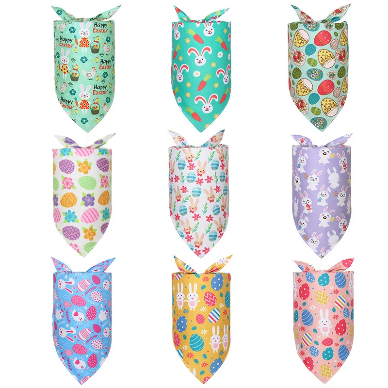 

Easter Bunny Egg Polyeste Dog Triangle Bandana Digital Printing Pet Cat Saliva Scarf Pet Supplies Buy 1 Get 1 Free