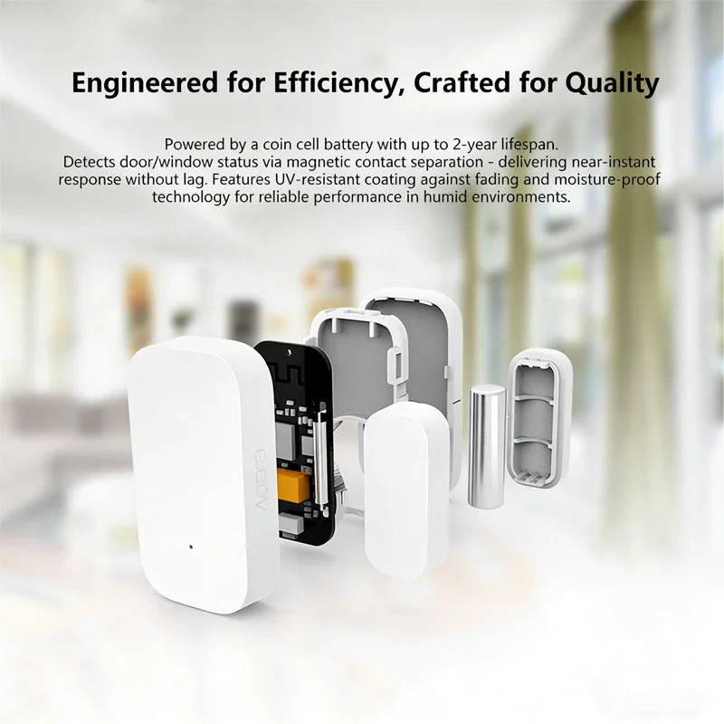 Фото Датчик открытия двери/окна Aqara ZigBee MCCGQ11LM и M1S, беспроводное подключение, умный датчик для умного дома, совместим с Xiaomi Mijia и HomeKit №4