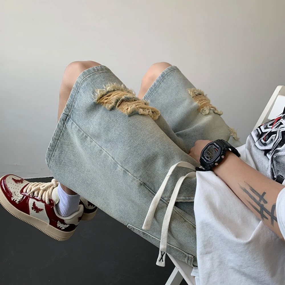 YIGUDAR мужские рваные джинсовые шорты