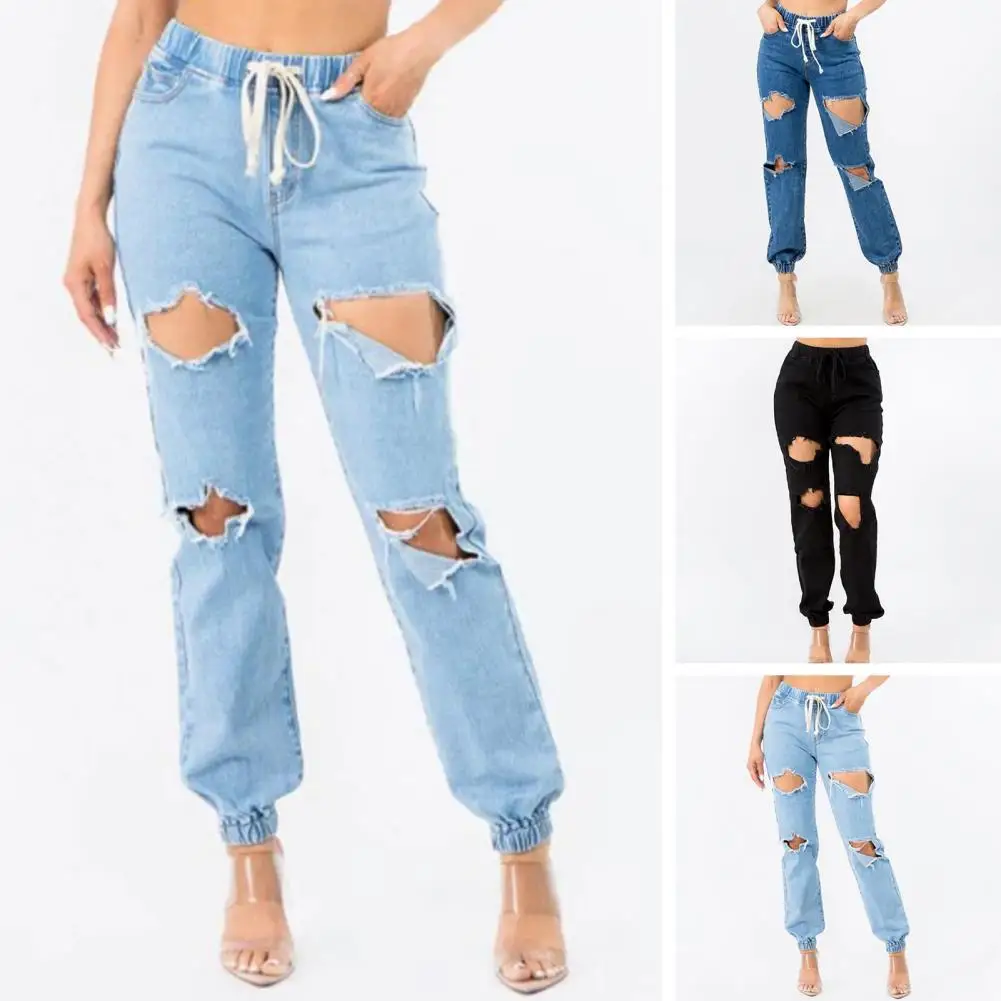 

Summer Trousers Popular Hollow Out Pockets Women Jeans Shaping Breathable Women Pants