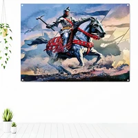 vintage crusader banners flags knights templar armor retro posters tapestry wallpapers home decor wall hanging ornaments mural 1