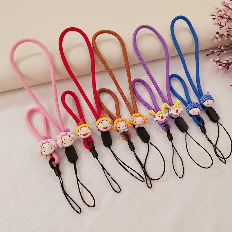 

Wrist Strap for Iphone Redmi Camera Holders Keys Lanyard Short Wrist Strap Hand-woven Cartoon Clown Pendant Cute Phone Lanyard