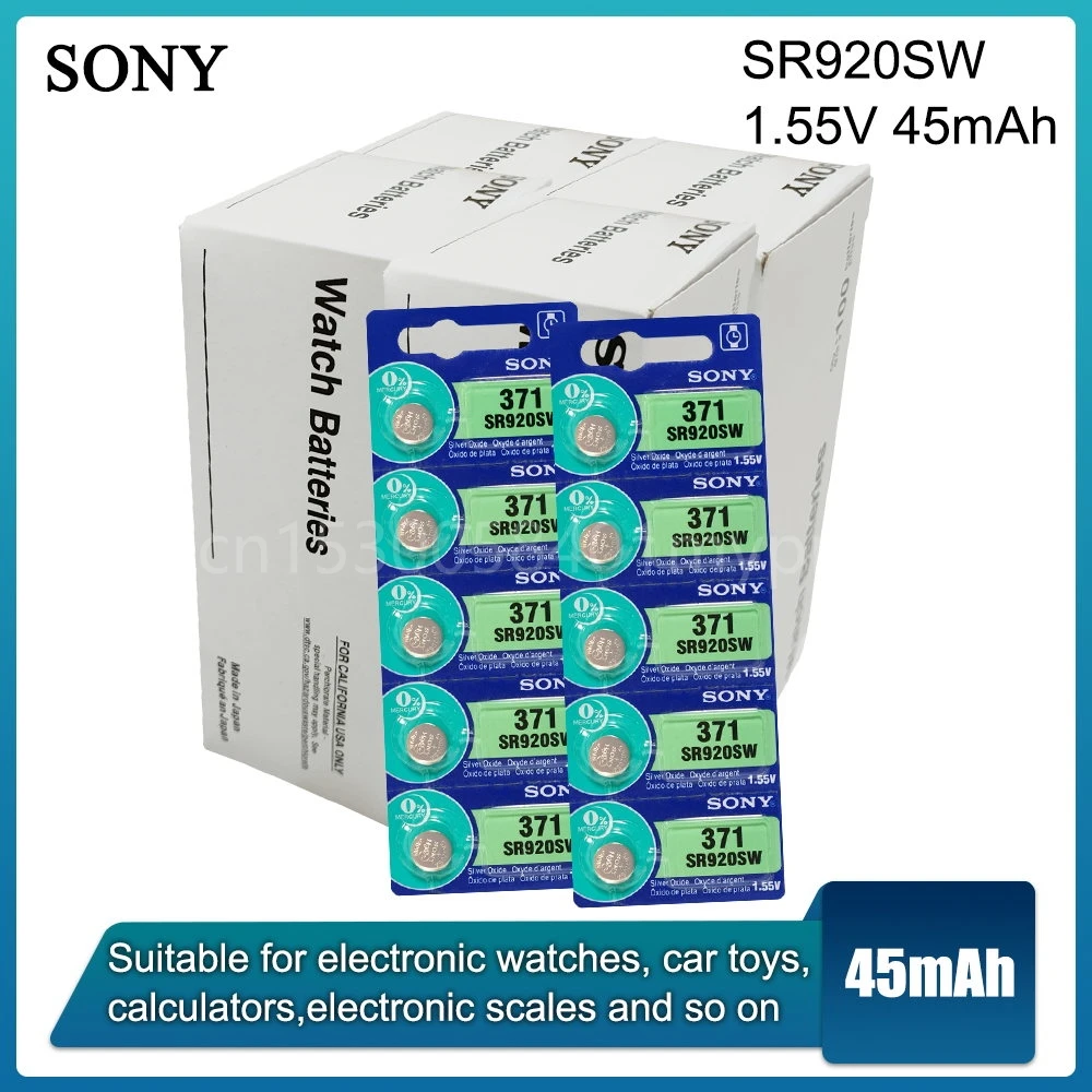 

Sony Original 371 SR920SW 920 LR920 AG6 LR920 LR69 171 1.55V Silver Oxide Watch Battery Watch Battery MADE IN JAPAN