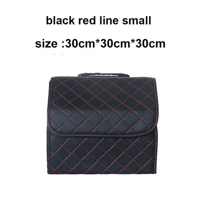

Storage Bag PU Leather Trunk Organizer back red line