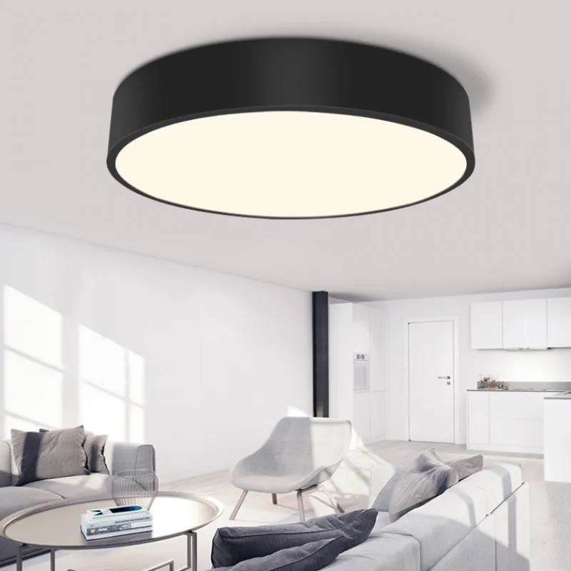 

Круглый современный офисный светильник для гостиной, спальни, светодиодная Подвесная лампа, черное/белое освещение, лампа для ресторана, ка...