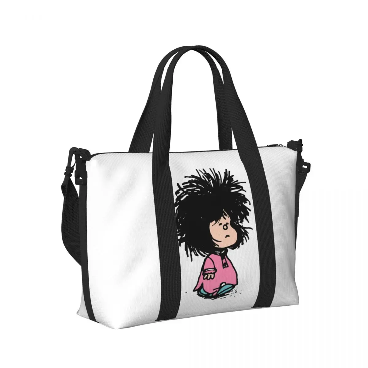 Пляжная сумка-тоут на заказ с юмором мангой Mafalda для женщин очень большая сумка