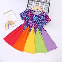 summer dress for girls kids clothes colorful love butterfly rainbow girls dress short sleeve kids dresses girls clothing 1 6y